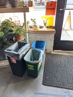 Recycling, organics, and trash bins