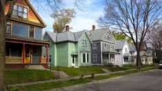 Neighborhood block of historic homes