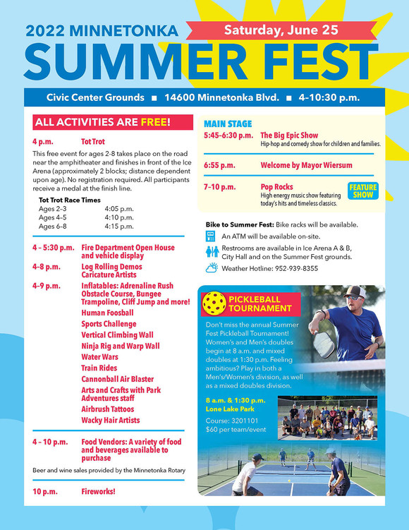 Summerfest schedule of activities