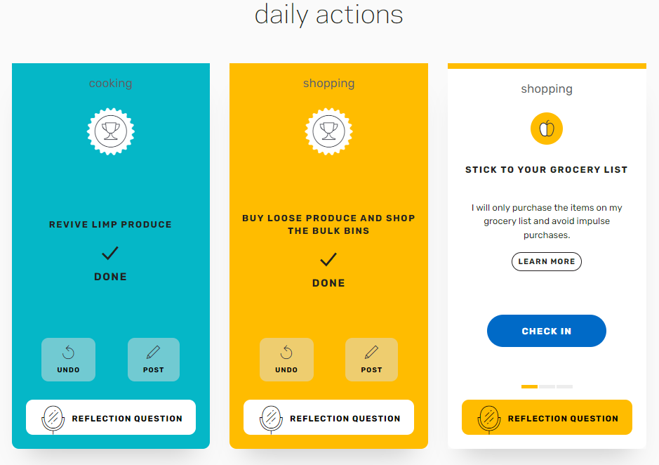 Screenshot of Stop Food Waste Challenge website