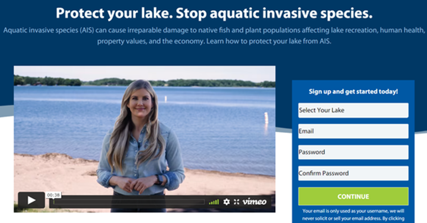 Lake pledge website screen shot