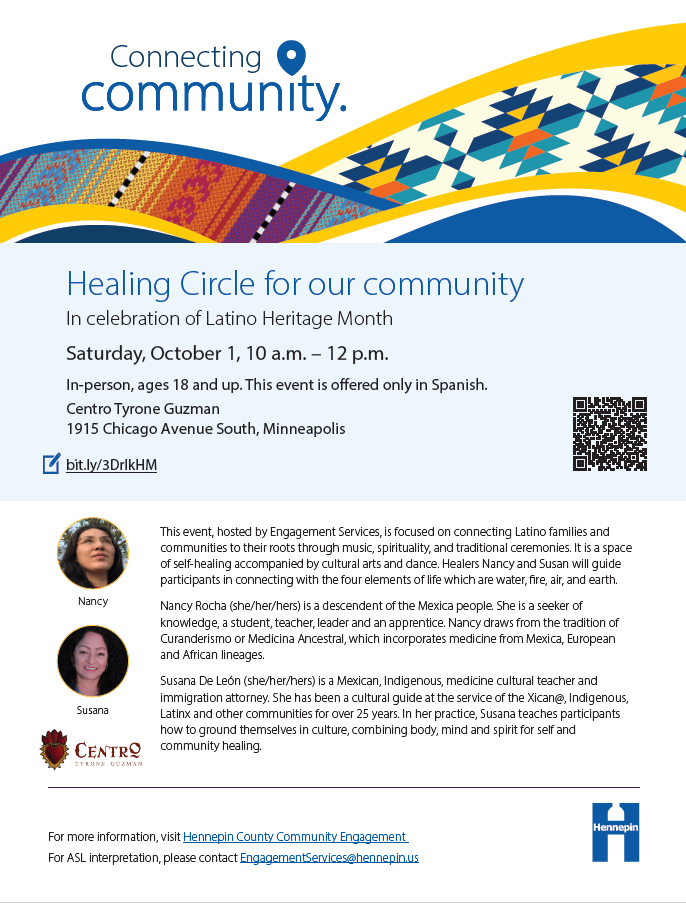 Informational flier about October 1 Latino Heritage Event