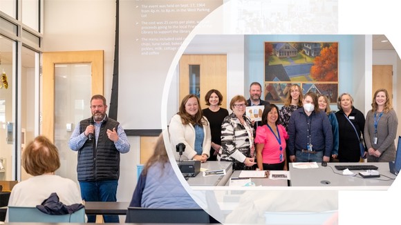 Commissioner LaTondresse speaking at the Excelsior Library 100 year celebration