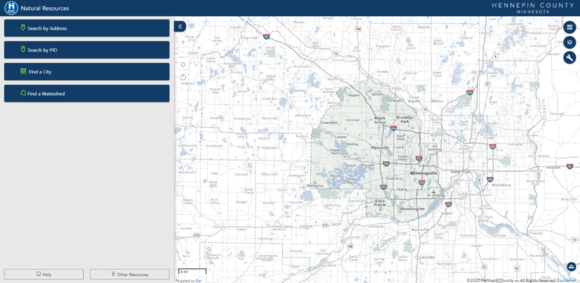 Screenshot of natural resources interactive map