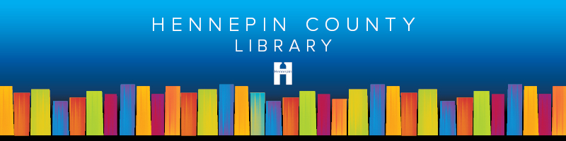 Hennepin County Library banner with books