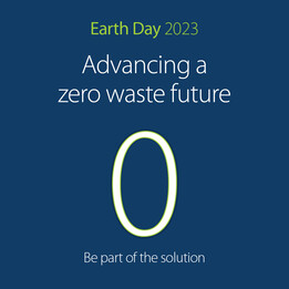 Graphic with a 0 that says Earth Day 2023, advancing climate action, be part of the solution
