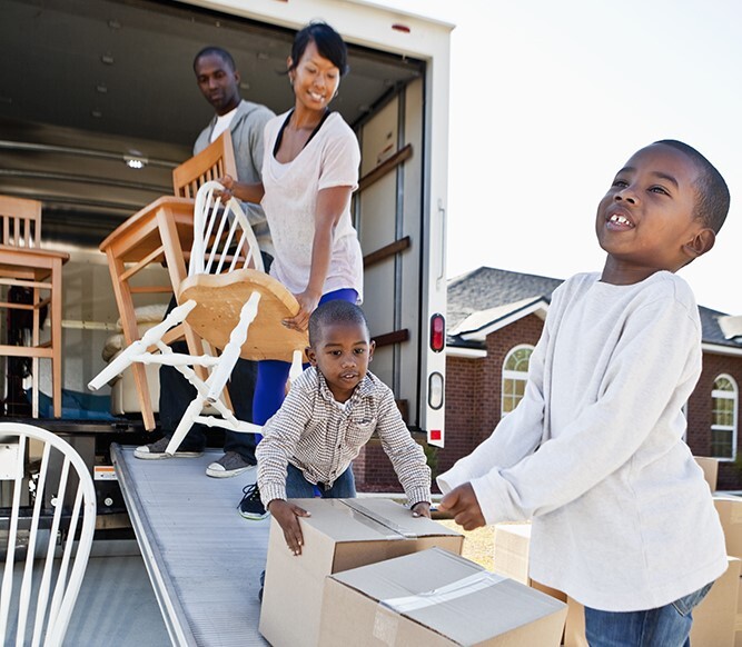 Family moving into a new home