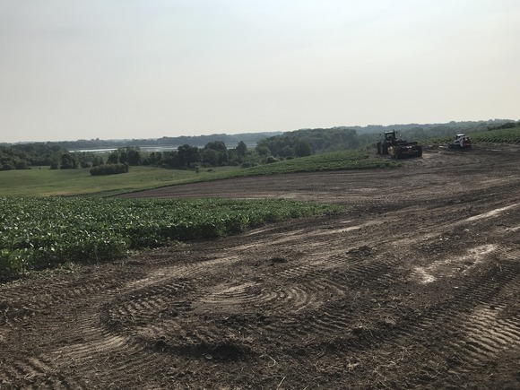 waterway in farm field just installed, but before grass seeding