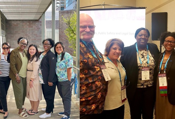 Photo of Commissioners and Sheriff at various NACo locations