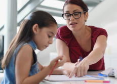 Homework student and teacher homework help stock photo