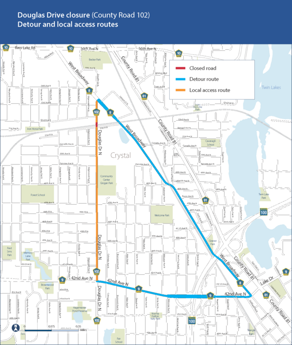 Railroad crossing on Douglas Drive in Crystal closing May 6-16