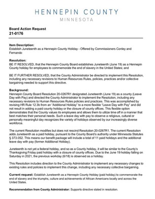 Hennepin Resolution Juneteenth Recognition