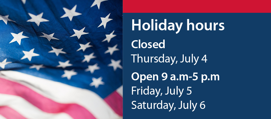 Graphic with Independence Day holiday hours for the drop-off facilities