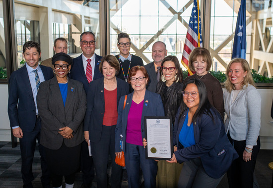 Hennepin County leaders gathered to celebrate Hennepin County effectively ending veteran homelessness. 