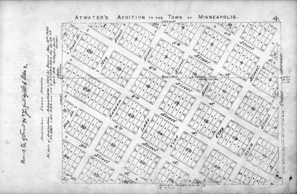 "Atwater's Addition to the Town of Minneapolis" Plat Map