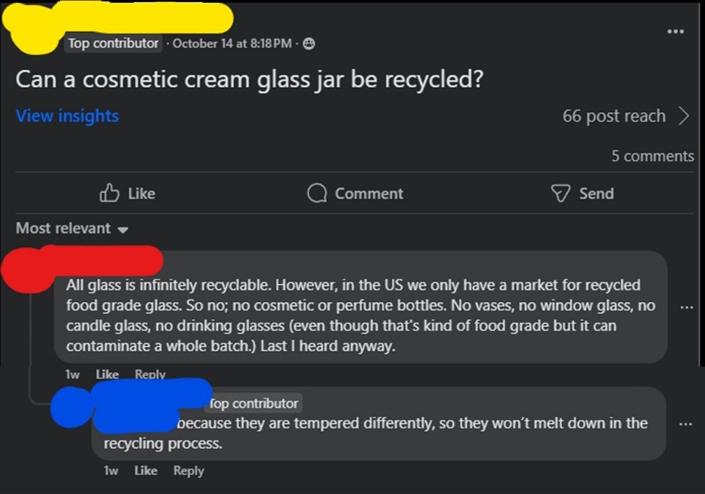 Can a cosmetic cream glass jar be recycled?