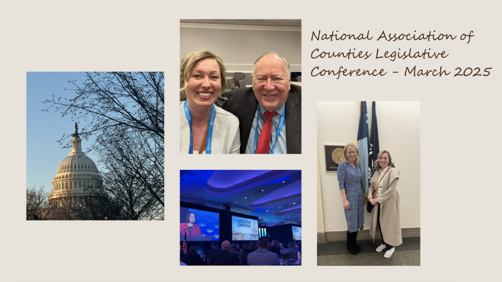 Commissioner Edelson's collage of photos in D.C., including a photo of the Capitol dome and photos with peers at the conference.