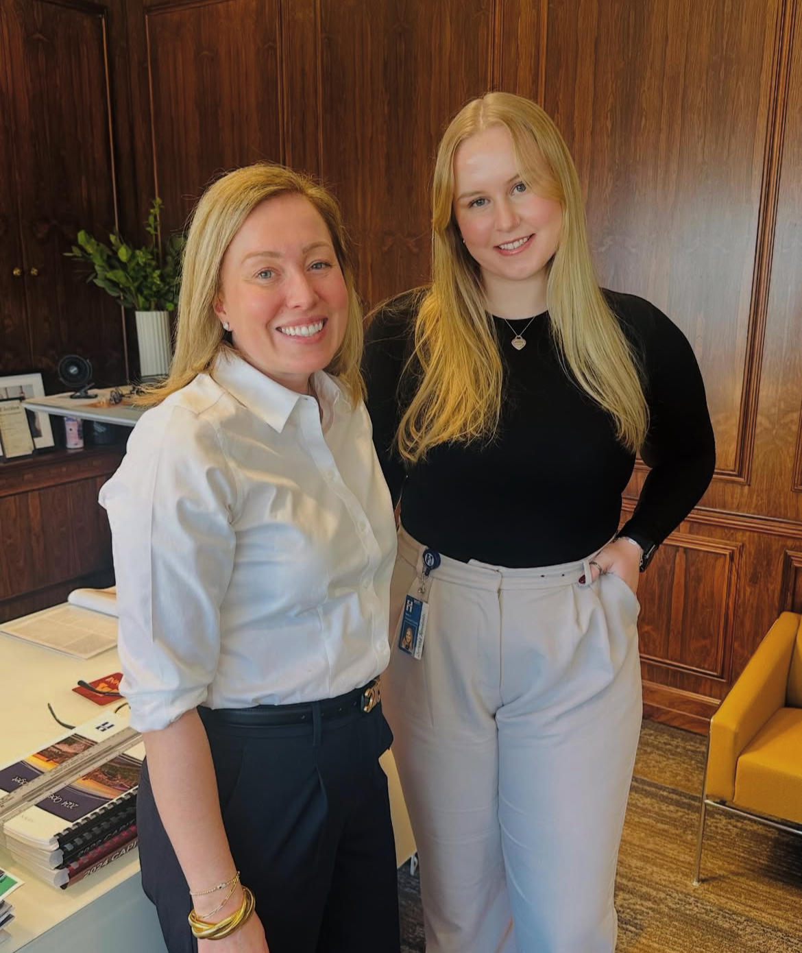 Commissioner Edelson and Anna Jost pose in a photo, smiling.