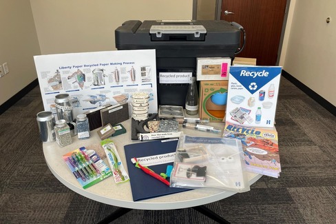 Photo of a recycled product education kit.