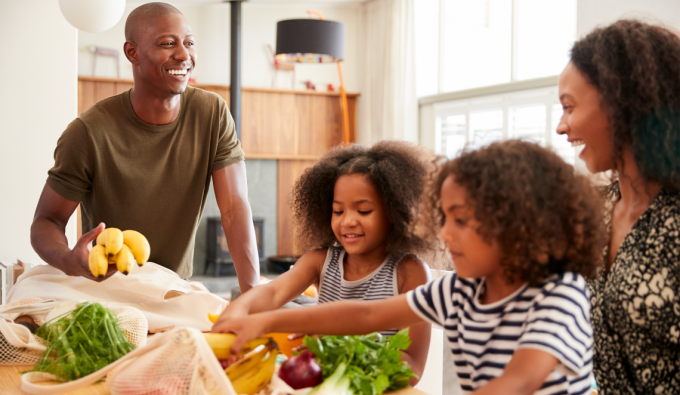 Black Family with fresh produce