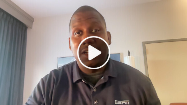 Video thumbnail with play button