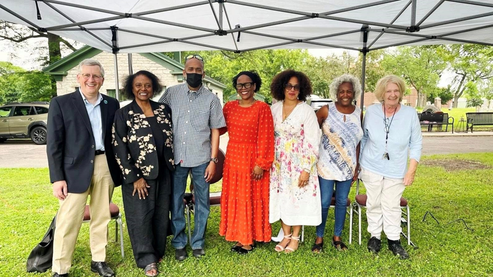 Speakers from the cemetery