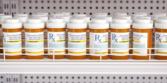 row of prescription bottles