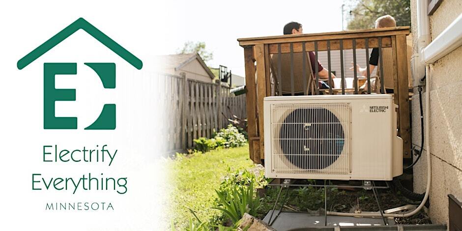 Electrify Everything Minnesota. Air conditioner mounted next to a home an deck.