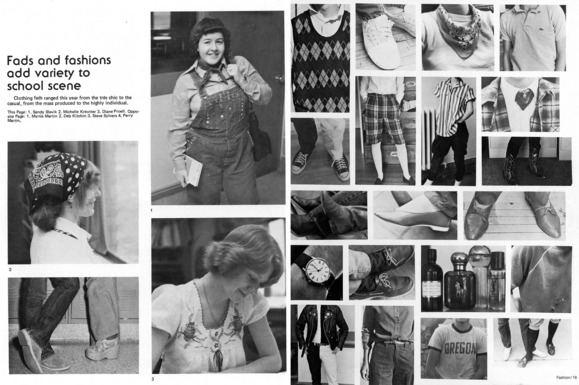 Collage of yearbook fashion pages
