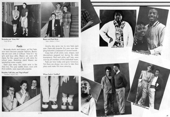 Collage of yearbook fashion pages