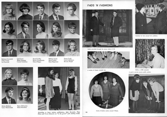 Collage of yearbook fashion pages