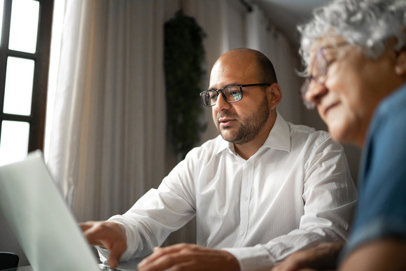 Man and woman at computer