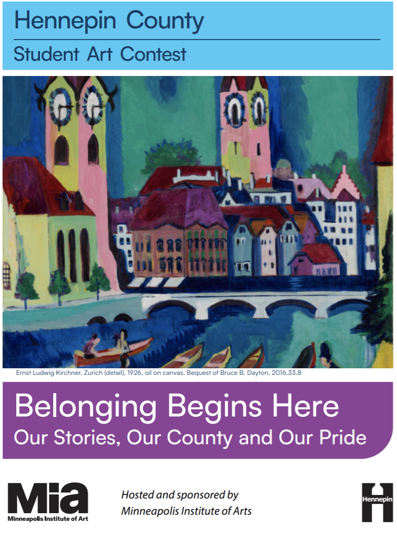 A promotional graphic for the Hennepin County Student Art Contest.