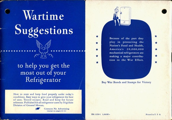 Scan of pages from "Wartime Suggestions to Help You Get the Most Out of Your Refrigerator"