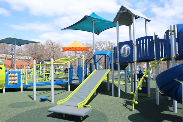 Image of a newly constructed playground in Hennepin County