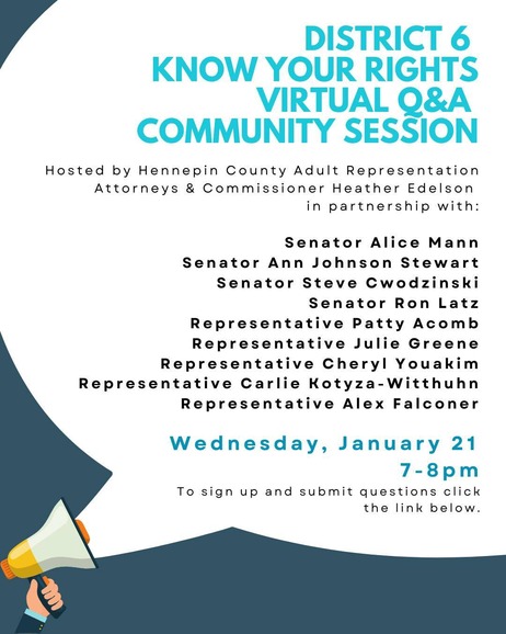 A graphic showing the co-hosts and description of the "Know Your Rights" event.