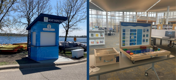 Aquatic invasive species prevention station and outreach display