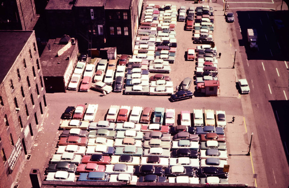 Overhead view of parking lot