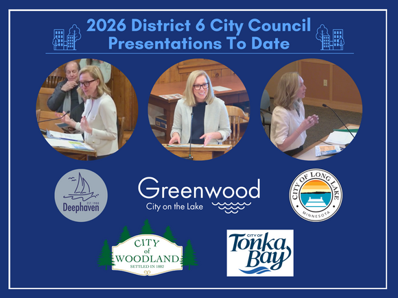 Graphic containing photos of Commissioner Edelson presenting at city council meetings, including city logos, on a blue background.