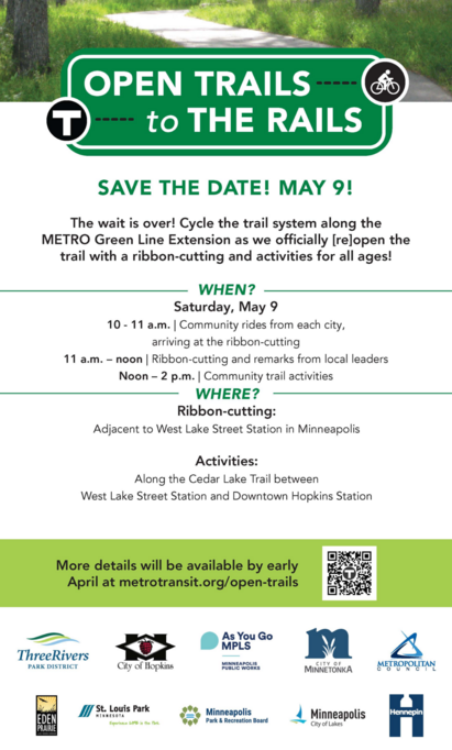 Graphic showing information for the Open Trails to the Rails event.