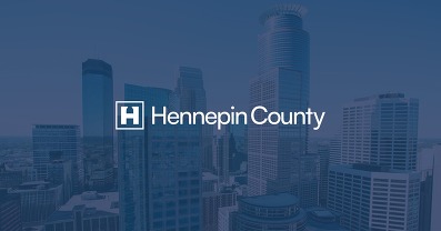Hennepin County logo on a blue background.