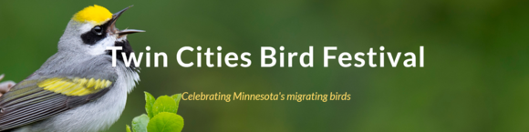 Twin Cities Bird Festival banner with a singing bird