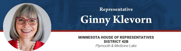 Rep. Ginny Klevorn Email Banner; House District 42B: Plymouth and Medicine Lake