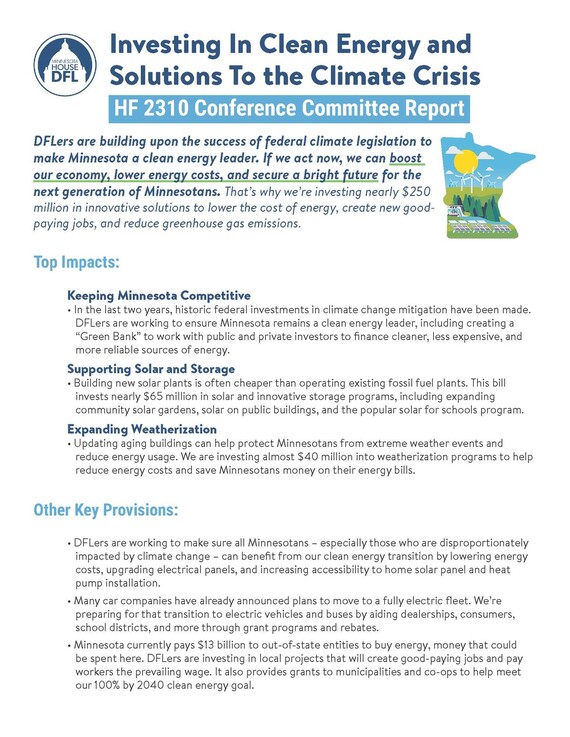 Climate and Energy One pager