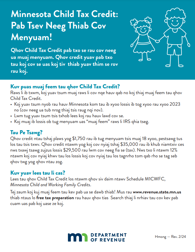 Hmong child tax credit info