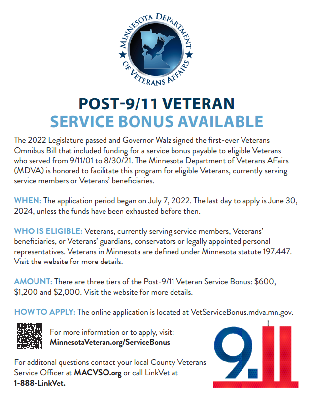 Post 9-11 Service Bonuses Flyer