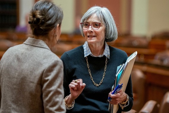 Rep. Klevorn and Rep. Liz Olson on the House Floor