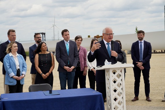 Rep. Long part of group standing behind Gov. Walz at a windfarm