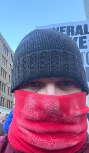 Rep. Freiberg bundled up at Friday's march.