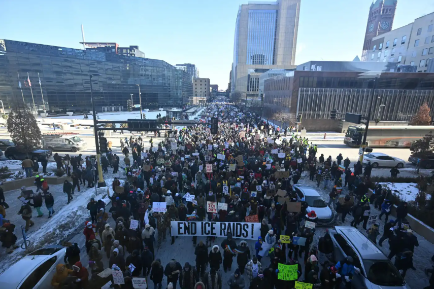 Thousands brave subzero temps in Minneapolis to demand ICE out of Minnesota
